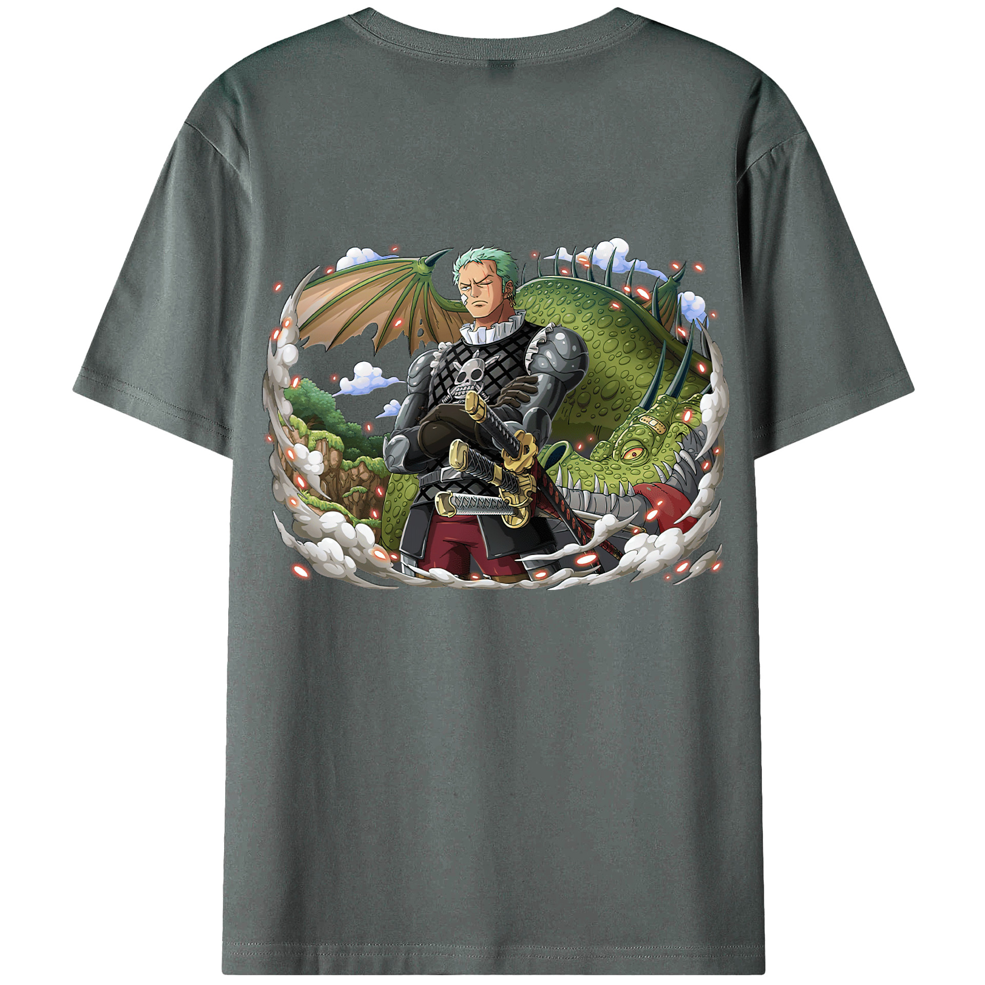 ワンピース ロロノア・ゾロ ONE PIECE Roronoa Zoro 綿100％ メンズ半袖Tシャツ（バックプリント） 通気性